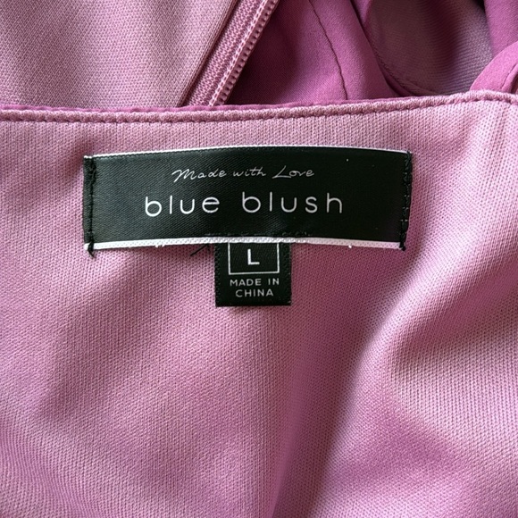 Blue Blush Lavender Purple Sundress Ruffle Ruched Front Drawstring Lined Sz L - Picture 7 of 7